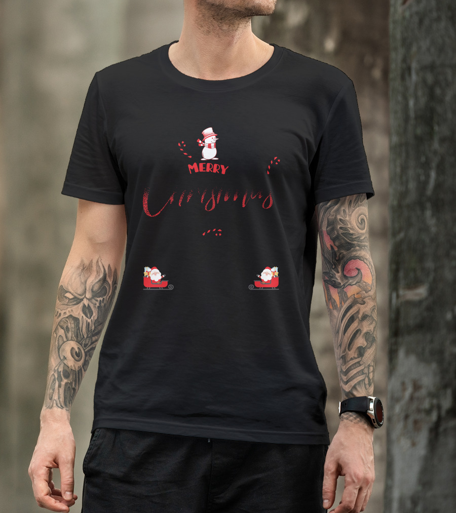 Merry Christmas To Granddad Of Great Awesome Snowman Candy Cane Santa Claus T-Shirt