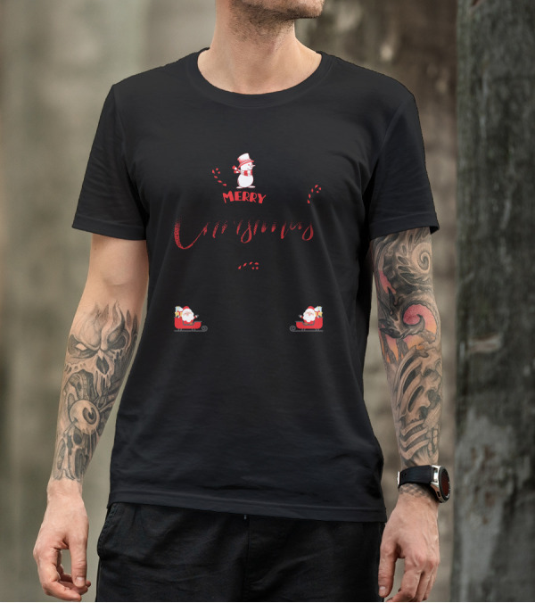 Merry Christmas To A Pop Pop Of Great Awesome Snowman And Santa Claus Holiday Cheer T-Shirt