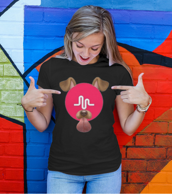 Musically Logo Dog Ears And Tongue Face T-Shirt
