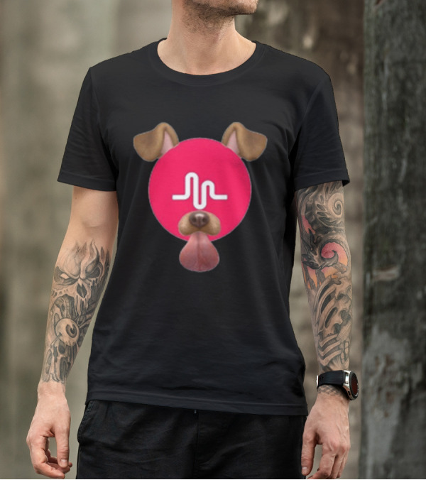 Musically Logo Dog Ears And Tongue Face T-Shirt