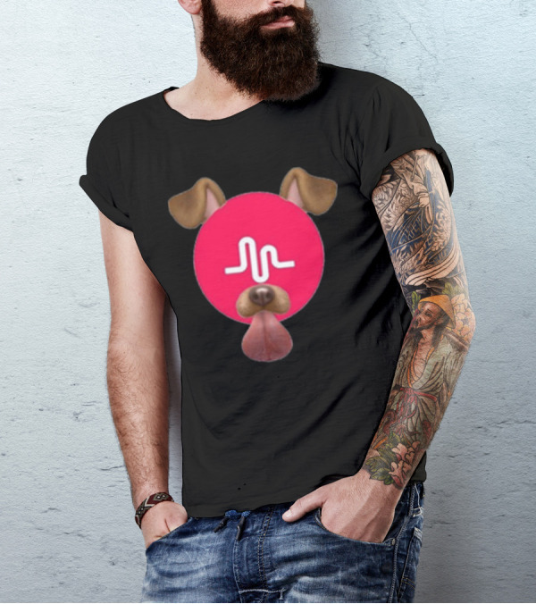 Musically Logo Dog Ears And Tongue Face T-Shirt