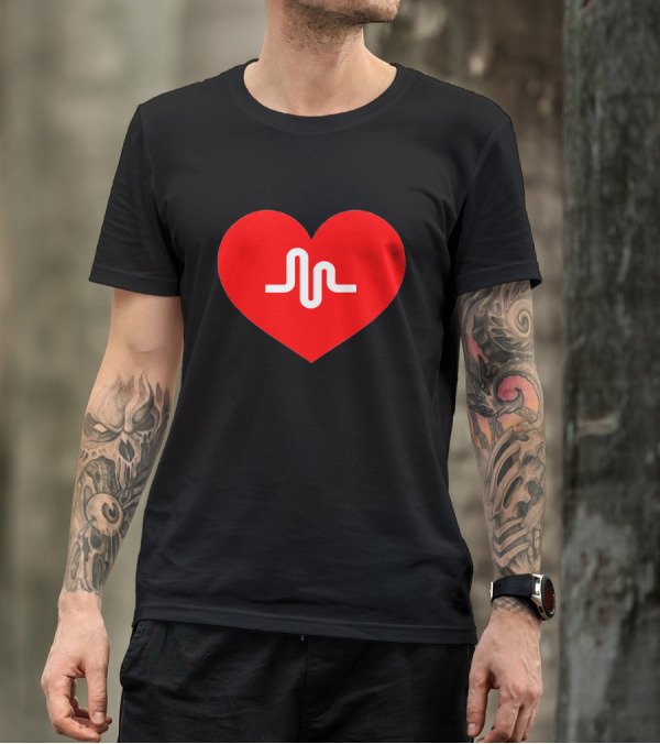 Musically Heartbeat Symbol In Red Heart T-Shirt