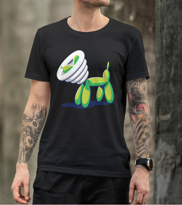 Balloon Dog With Green Cone Of Shame Lamp Head T-Shirt