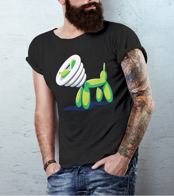 Balloon Dog With Green Cone Of Shame Lamp Head T-Shirt