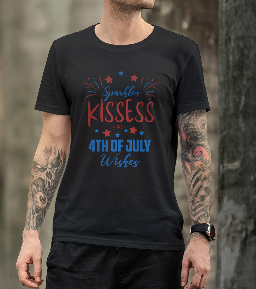 Sparkler Kisses And 4th Of July Wishes Veteran DD 214 T-Shirt