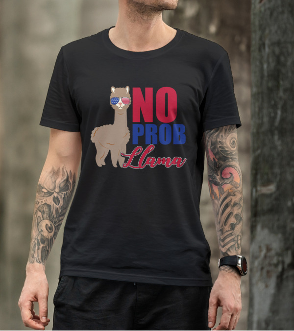 No Prob Llama 4Th Of July Veteran Funny T-Shirt