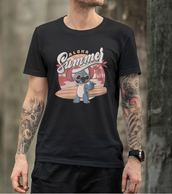 Aloha Summer Funny Alien Beach Surf Vibes T-Shirt