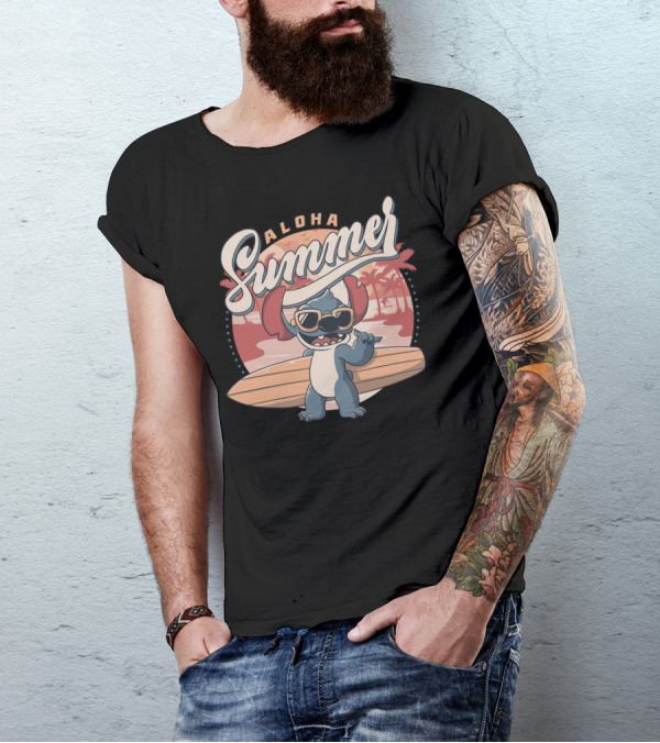 Aloha Summer Funny Alien Beach Surf Vibes T-Shirt