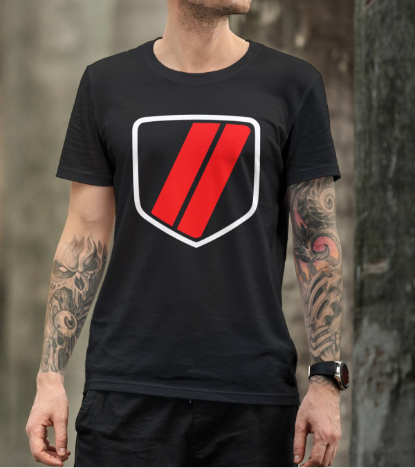American Muscle Stripe Red Shield Emblem T-Shirt