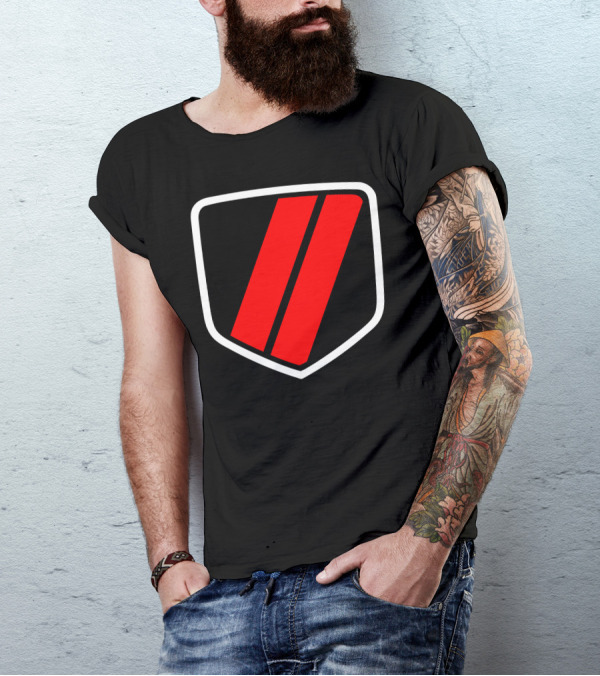 American Muscle Stripe Red Shield Emblem T-Shirt
