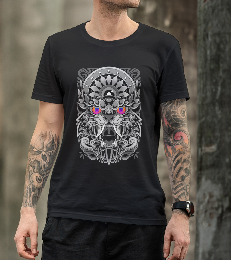 Angry Tiger Tribal Mandala T-Shirt