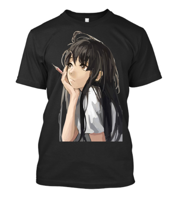 Anime Artist Girl Deep In Thought Lowpoly Zoomout Effect T-Shirt