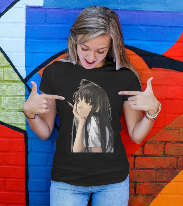 Anime Artist Girl Deep In Thought Lowpoly Zoomout Effect T-Shirt