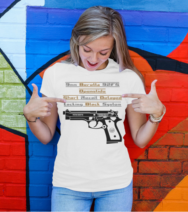 9mm Beretta 92FS Openslide Short Recoil Delayed Locking Block System T-Shirt