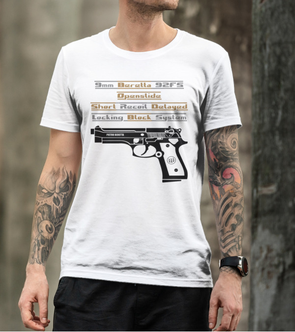 9mm Beretta 92FS Openslide Short Recoil Delayed Locking Block System T-Shirt