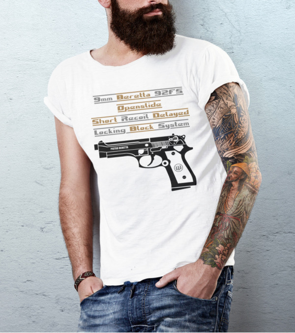 9mm Beretta 92FS Openslide Short Recoil Delayed Locking Block System T-Shirt