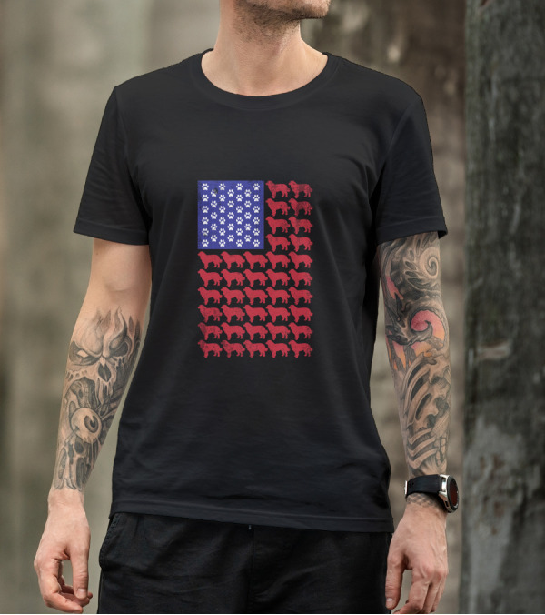 Patriotic Bernese Mountain Dog American Flag 4th Of July T-Shirt