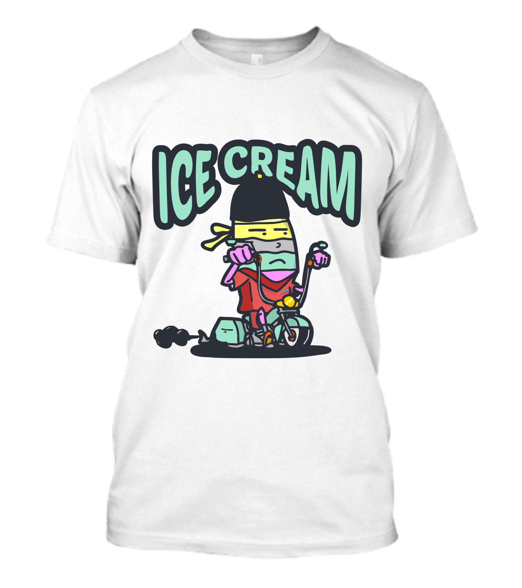 Ice Cream Biking Character With Cartoon T-Shirt