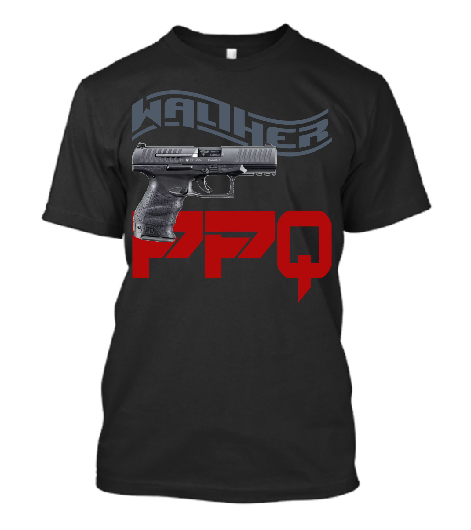 Walther PPQ Handgun Design With Bold Typography T-Shirt