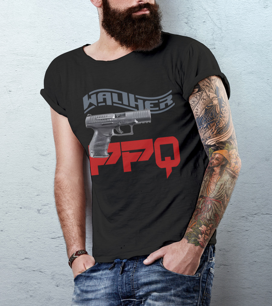 Walther PPQ Handgun Design With Bold Typography T-Shirt