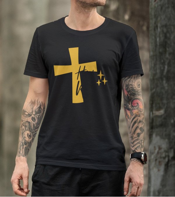 He Is Risen Matthew 28:6 Gold Cross And Stars T-Shirt