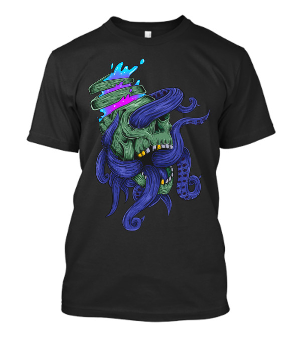 Headbang Skull With Tentacles And Psychedelic Elements T-Shirt
