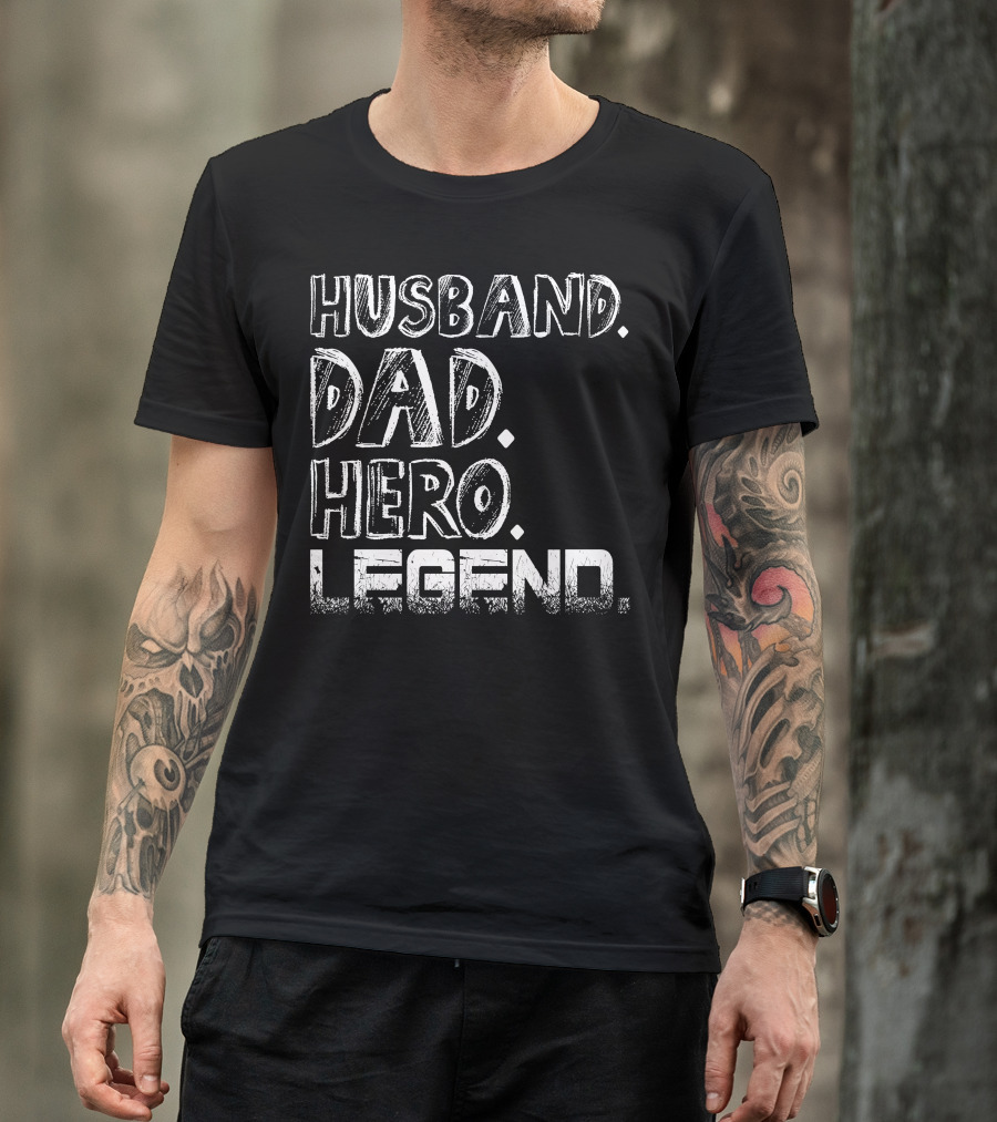 Husband Dad Hero Legend Black T-Shirt