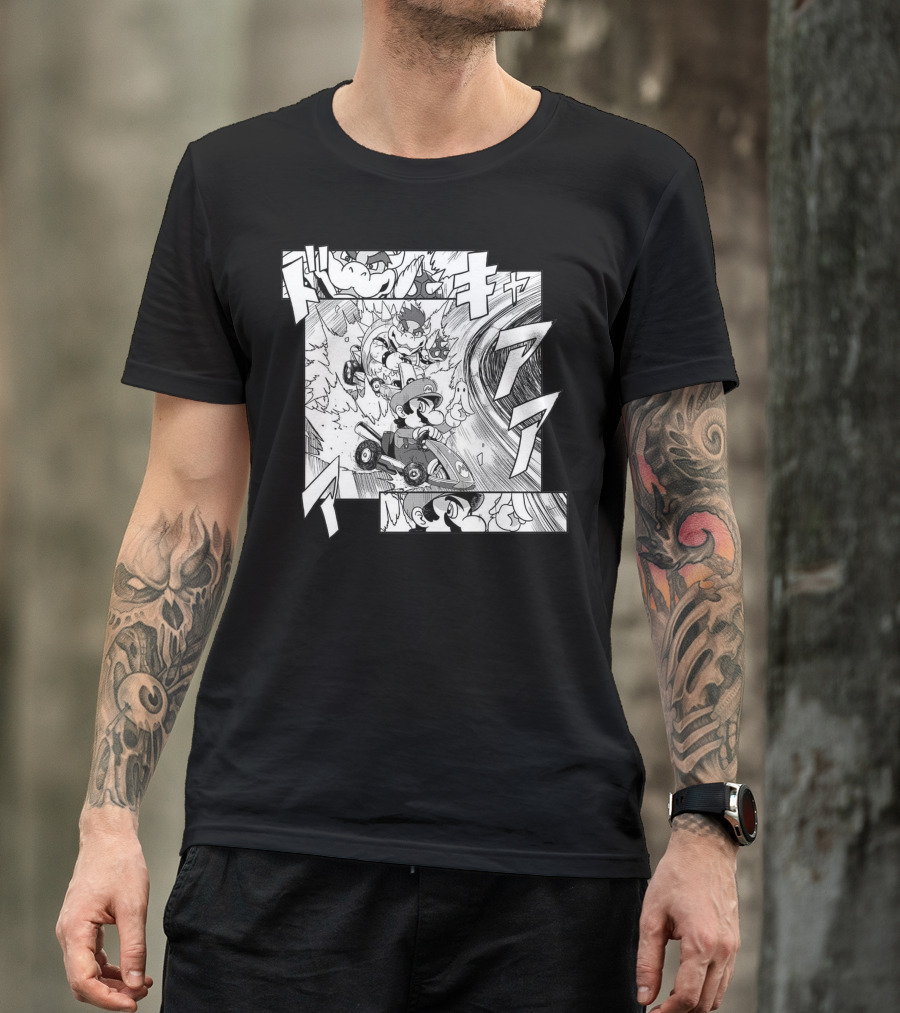 Initial Kart Manga Style Racing Adventure With Bowser And Mario T-Shirt