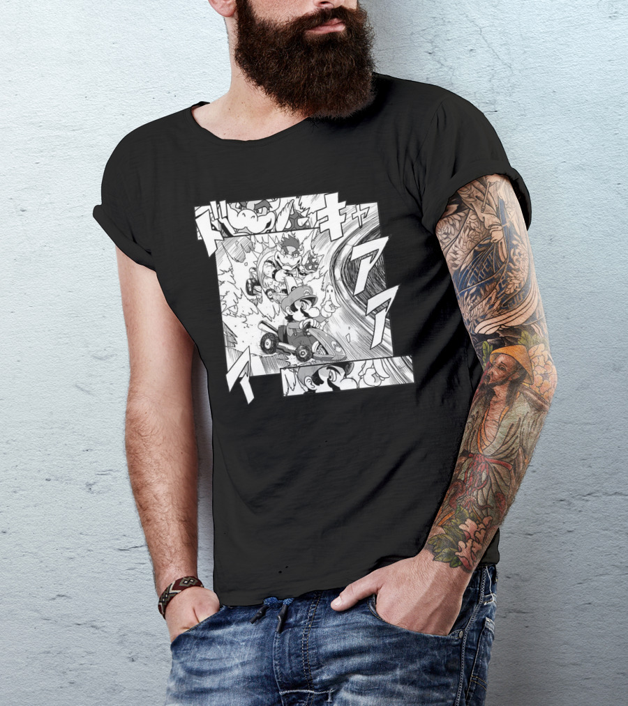 Initial Kart Manga Style Racing Adventure With Bowser And Mario T-Shirt