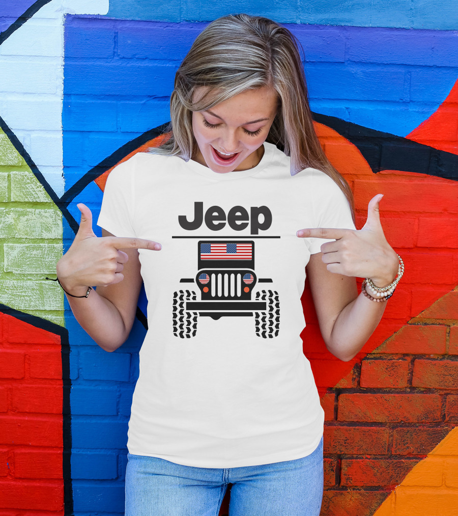 Jeep American Flag Grill T-Shirt