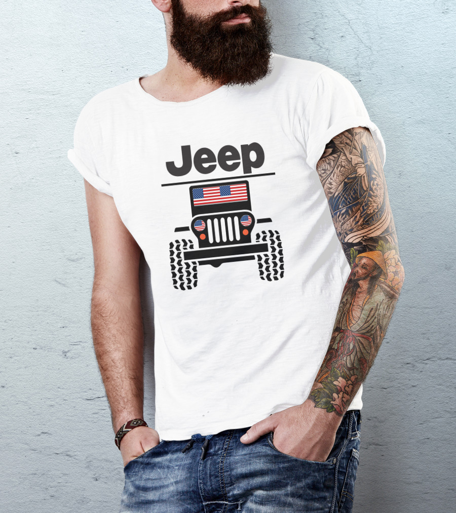 Jeep American Flag Grill T-Shirt