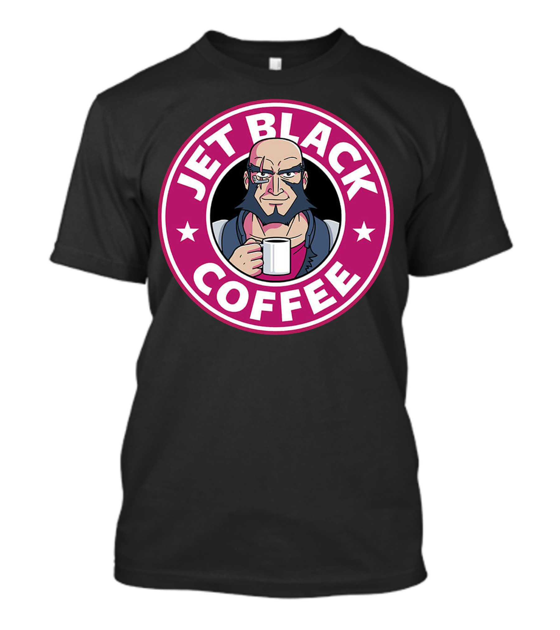 Jet Black Coffee Anime Character Holding Mug T-Shirt
