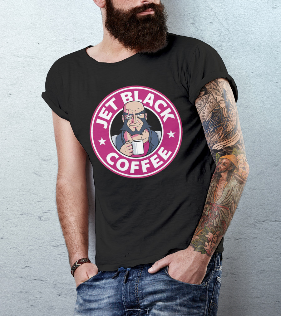 Jet Black Coffee Anime Character Holding Mug T-Shirt