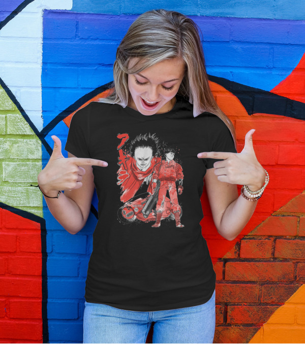 Kaneda And Tetsuo Akira Red Bike Manga T-Shirt