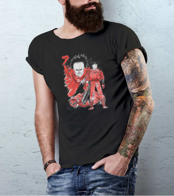 Kaneda And Tetsuo Akira Red Bike Manga T-Shirt