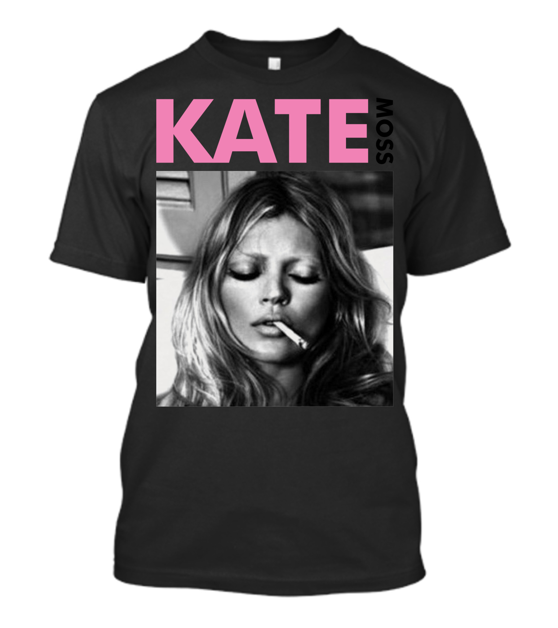 Kate Moss Smoking Portrait Black And White Image T-Shirt