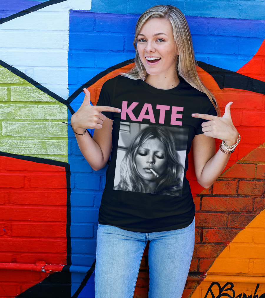 Kate Moss Smoking Portrait Black And White Image T-Shirt