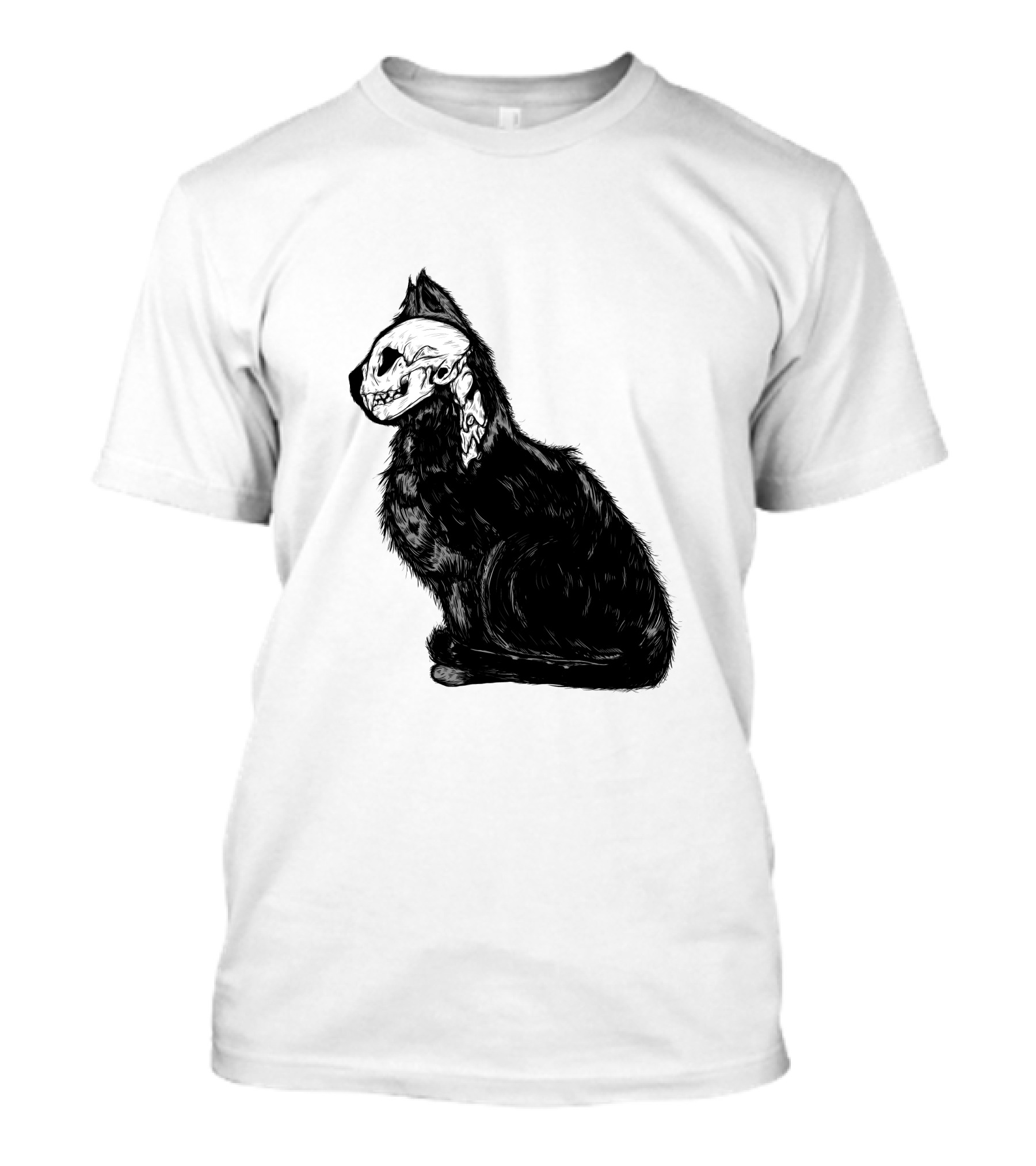 Kittycat Skeleton Illustration Cat Skull T-Shirt