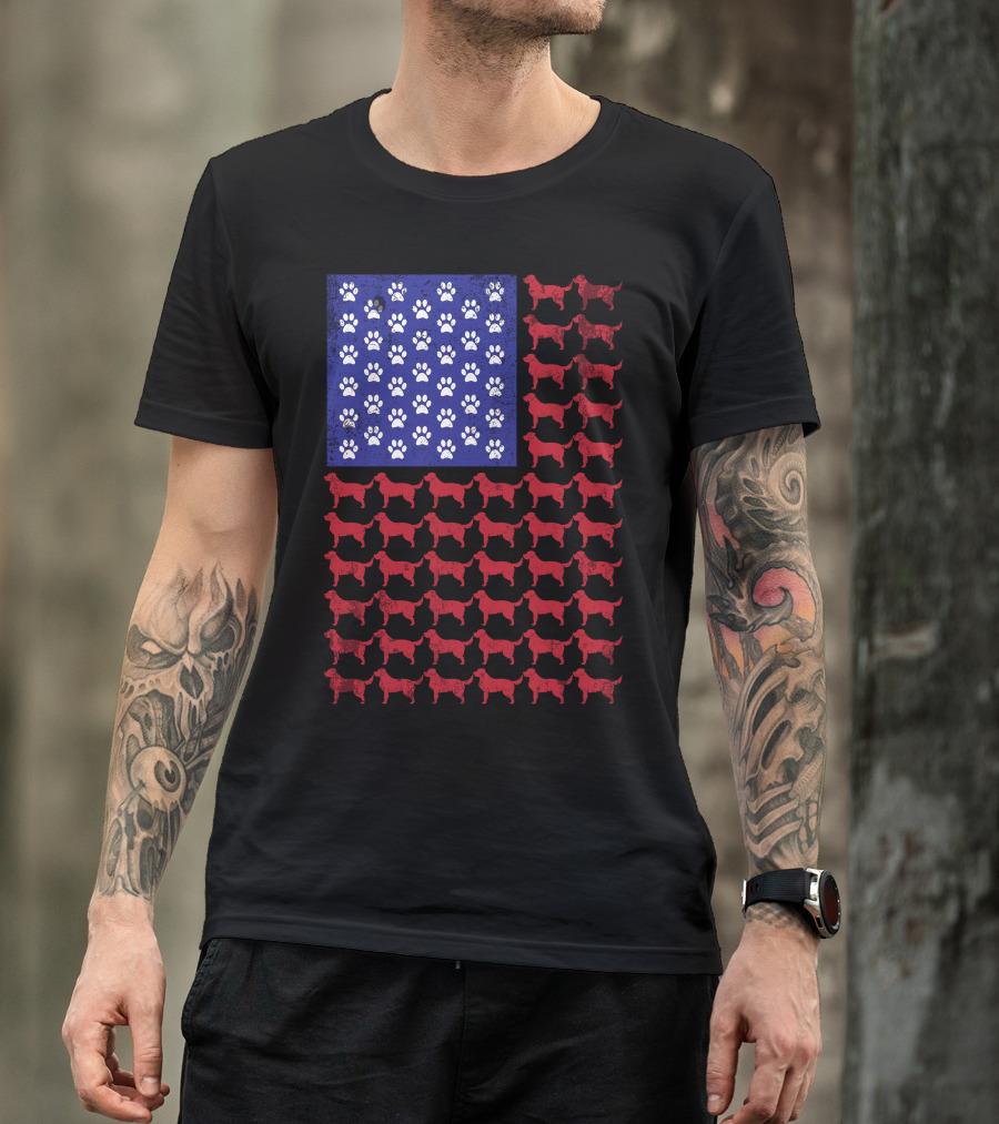 Labrador Retriever American Flag Paw Prints T-Shirt