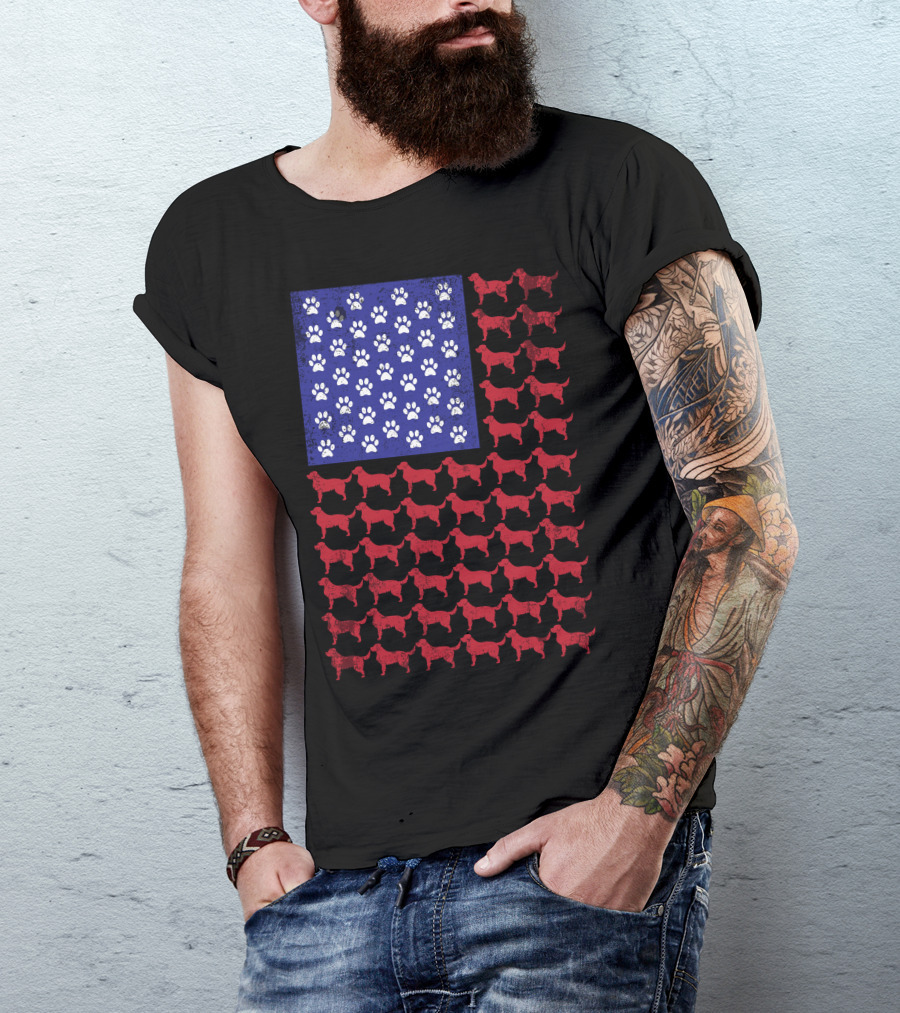 Labrador Retriever American Flag Paw Prints T-Shirt