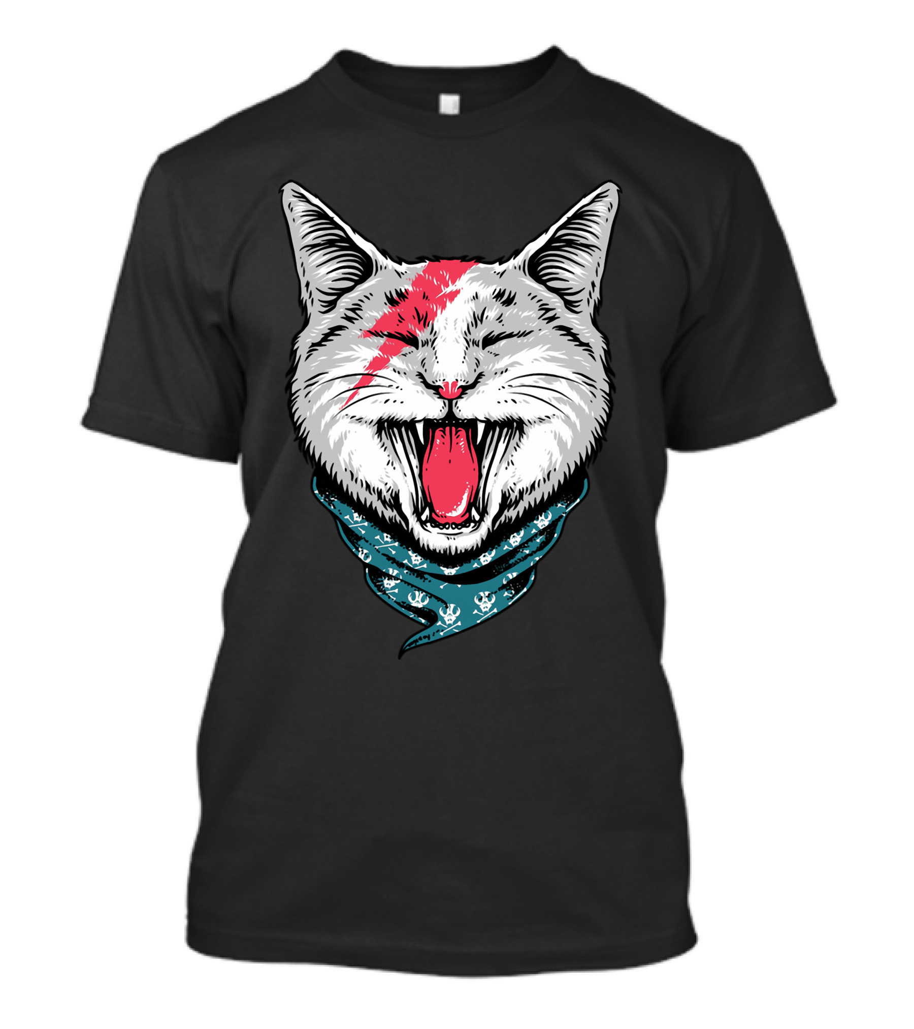 Ziggy Stardust Lightning Bolt Cat Bandana T-Shirt