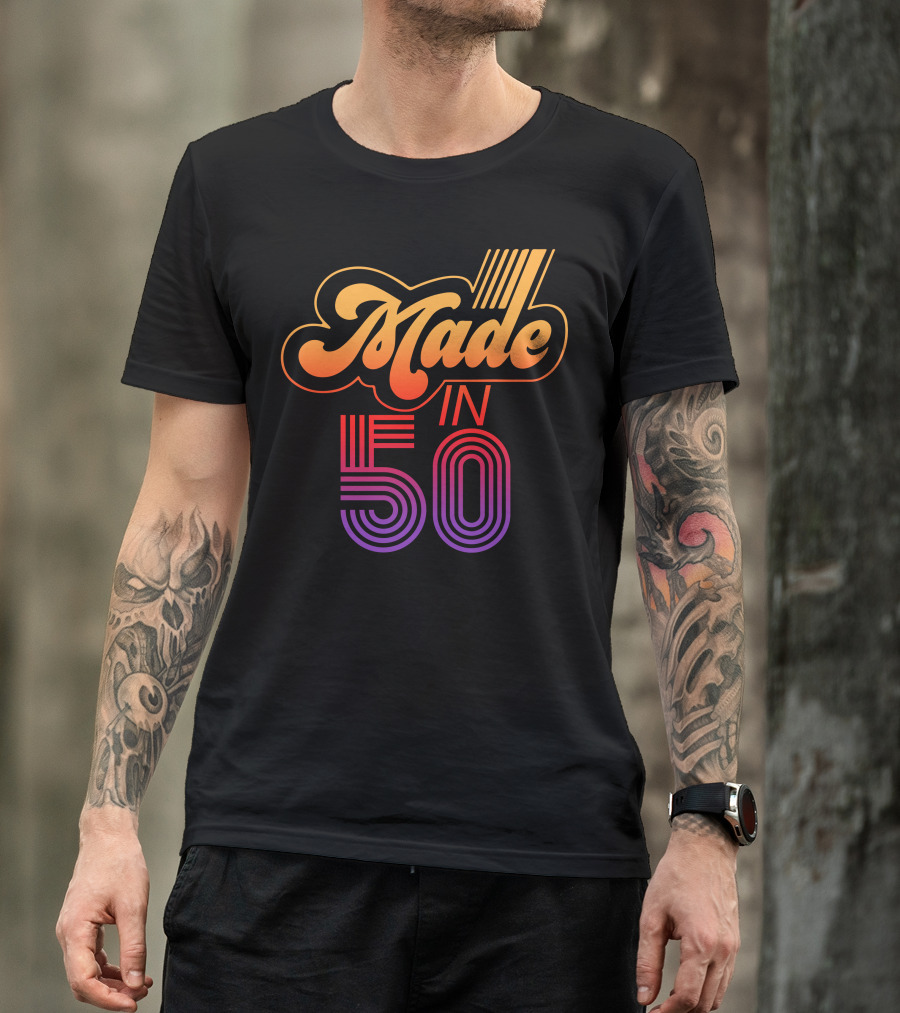 Made In 50 Retro Gradient Typography T-Shirt