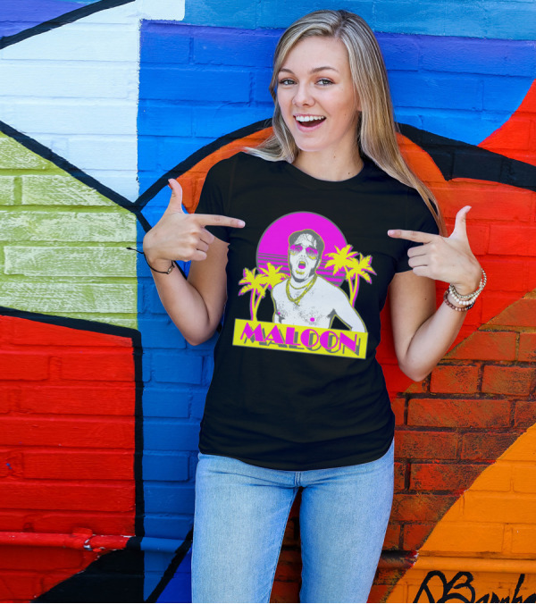 Maloon Vice Neon Sunset Tri Blend Palm Aesthetic T-Shirt