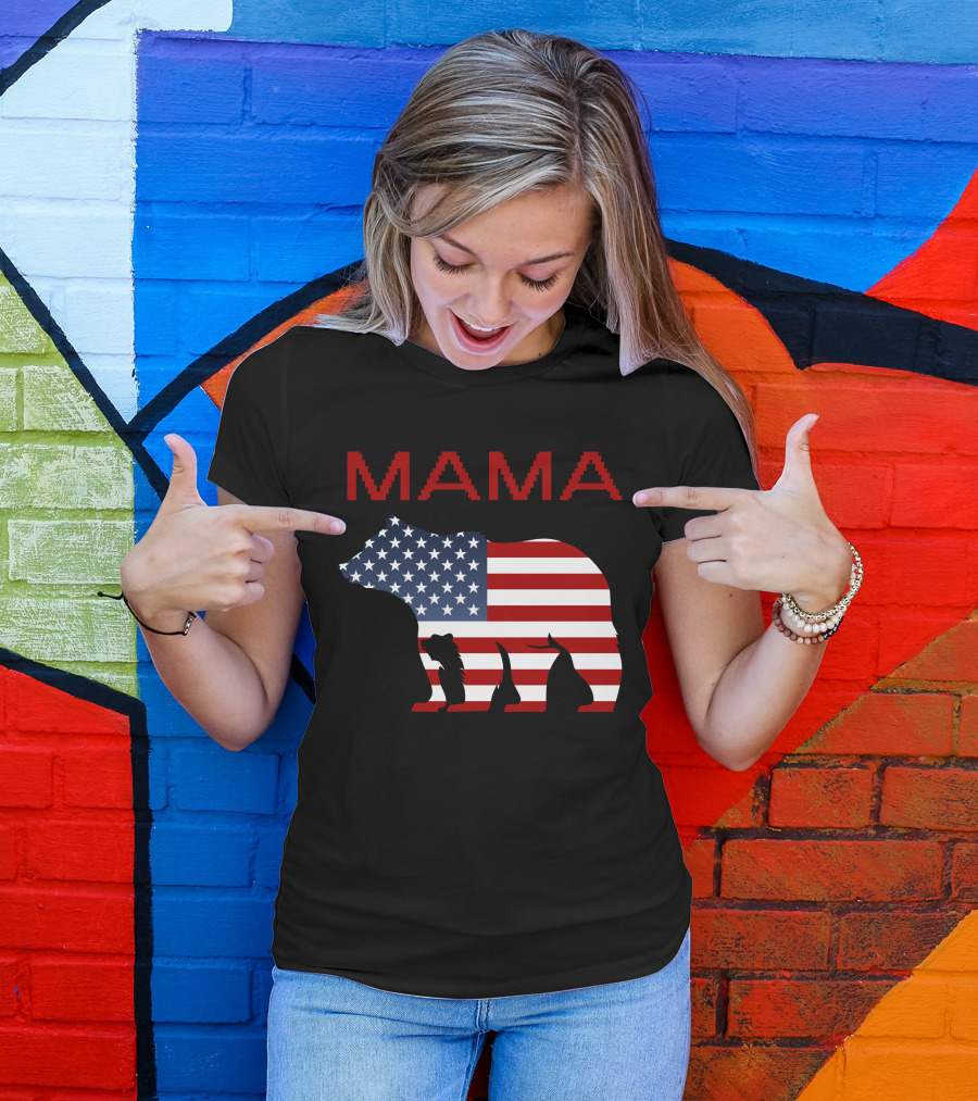 Mama Bear American Flag T-Shirt