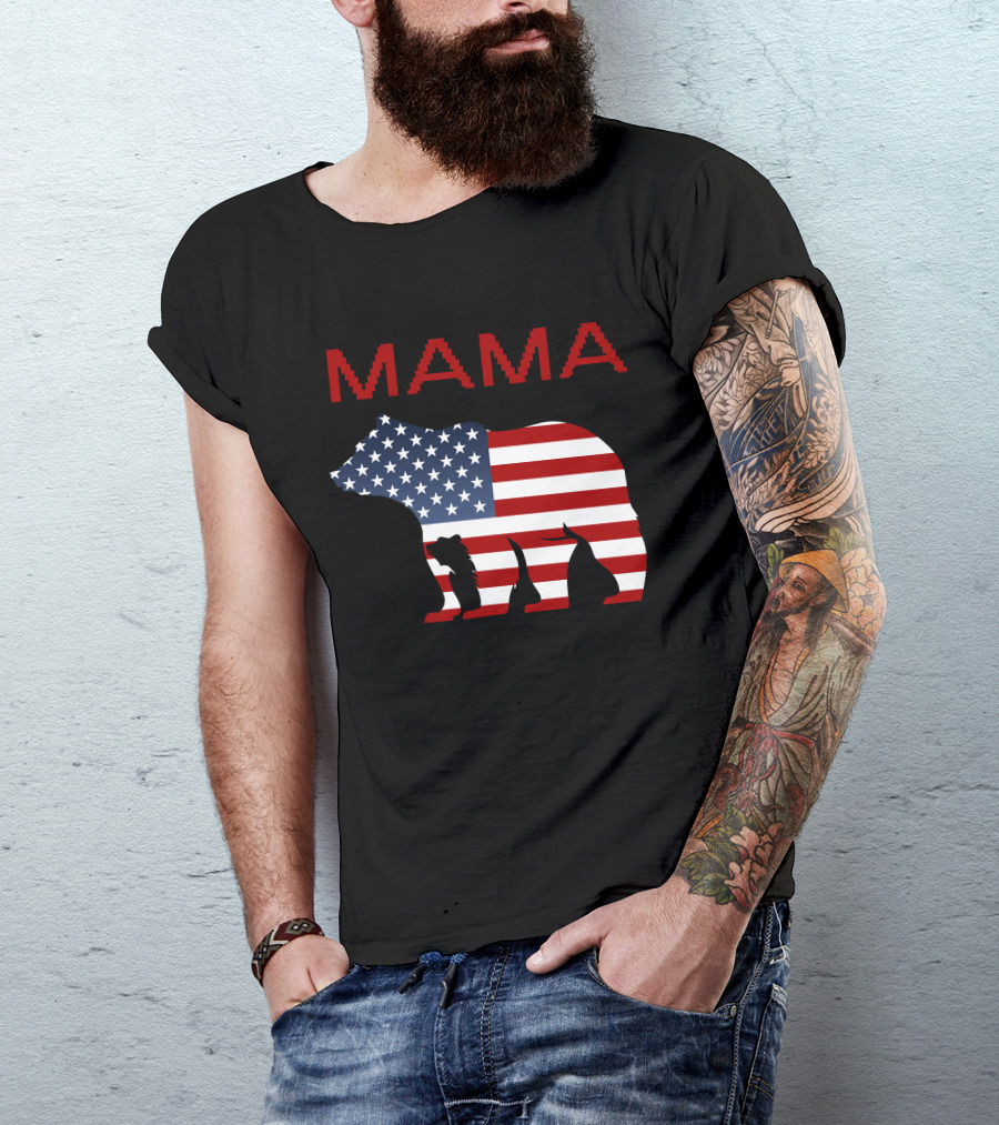 Mama Bear American Flag T-Shirt