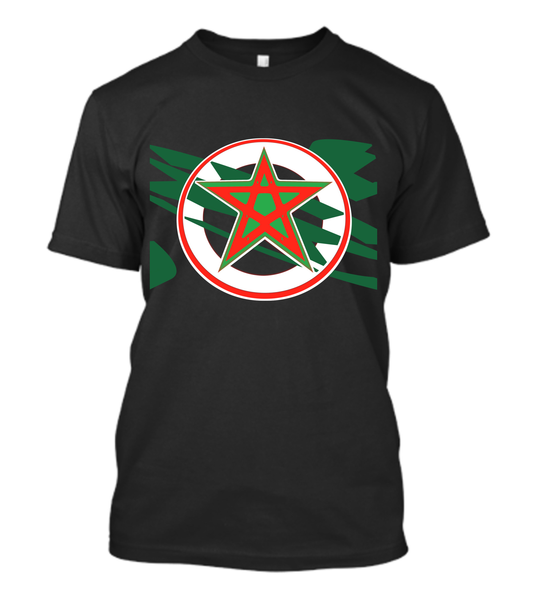 Moroccan Star Emblem With Red And Green Geometric T-Shirt