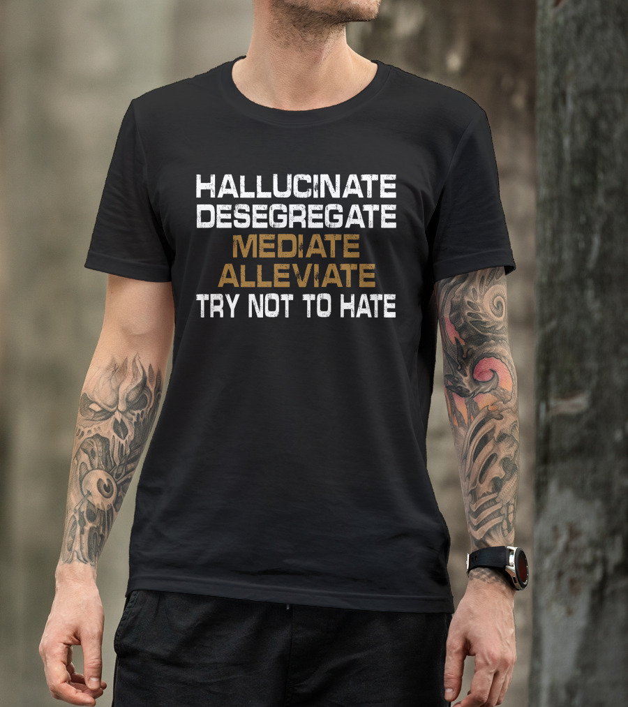 HALLUCINATE DESEGREGATE MEDIATE ALLEVIATE TRY NOT TO HATE T-Shirt