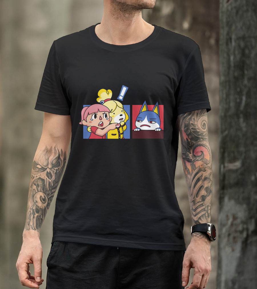 Meme Crossing Mad Cat Reaction Animal Village Crossover T-Shirt