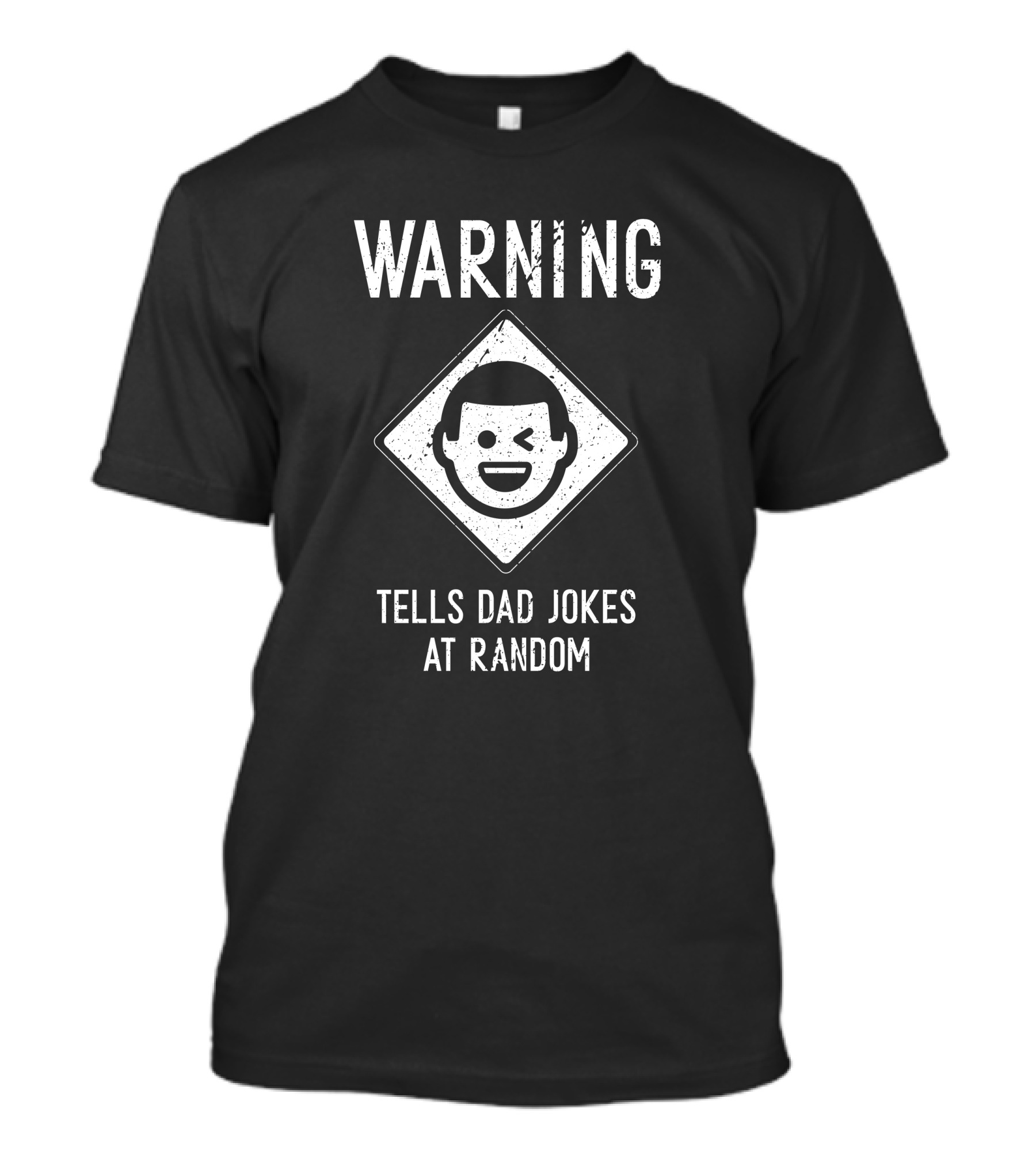 Mens Warning Tells Dad Jokes At Random With Winking Face Cool Fun T-Shirt