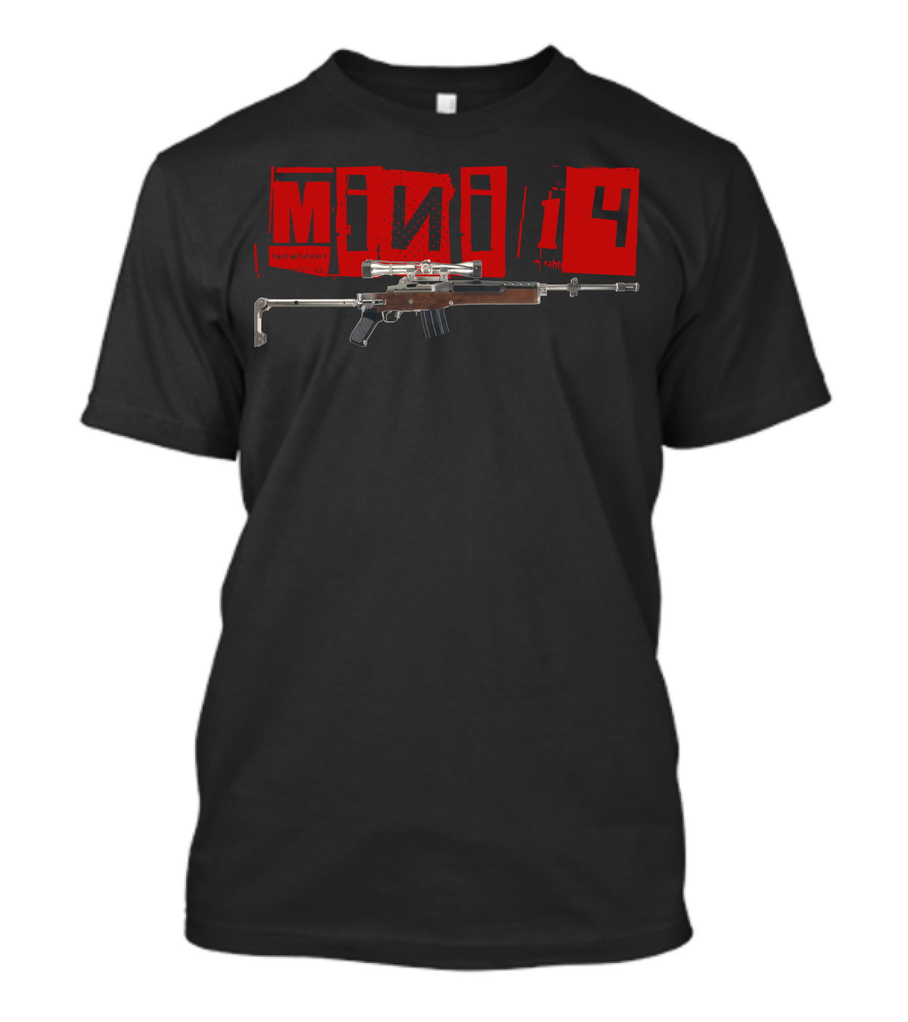 Mini 14 Rifle Retro Design With Bold Red Lettering T-Shirt